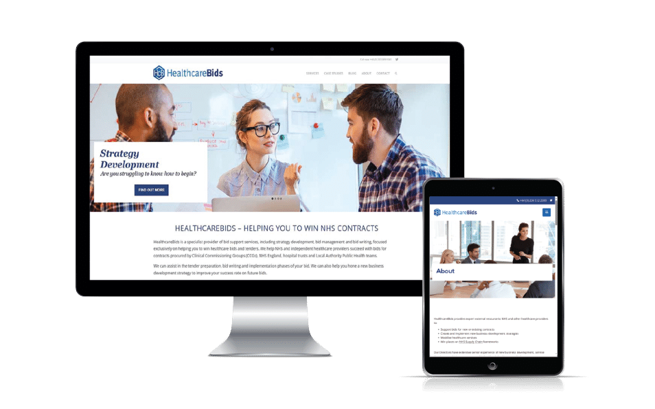 Responsive design preview for a Buckinghamshire-based healthcare consultancy, optimized for accessibility and compliance